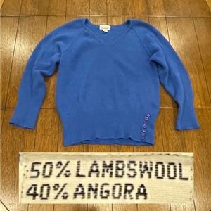 Lambs Wool & Angora Blend Sweater. Size Medium. V Neck Cardigan.